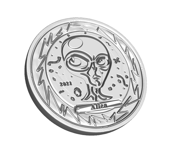 Nft Silver coin - alien 1 of 5