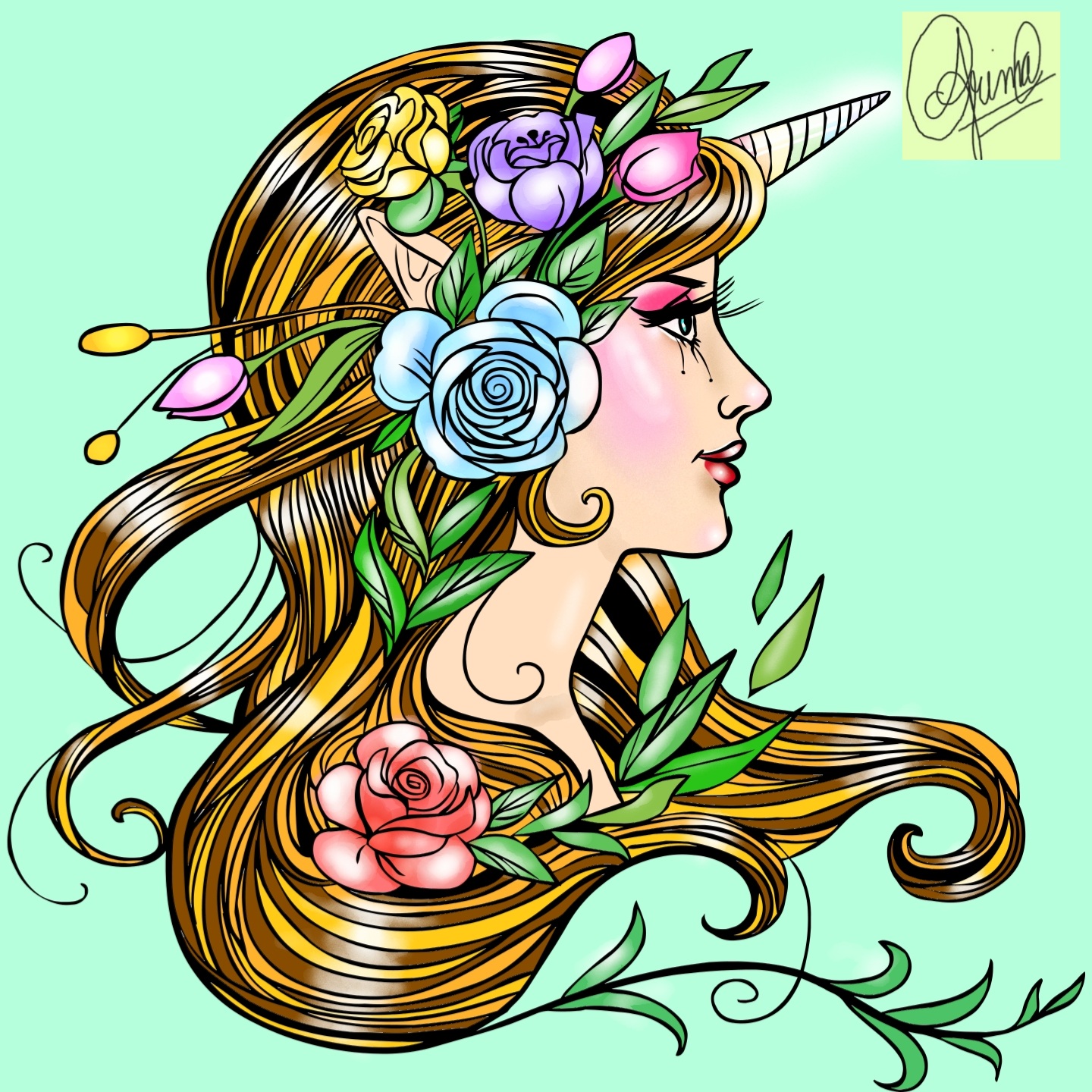 Nft AG12-UNICORN FLORAL PRETTYGIRL